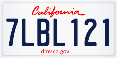 CA license plate 7LBL121