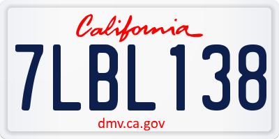 CA license plate 7LBL138