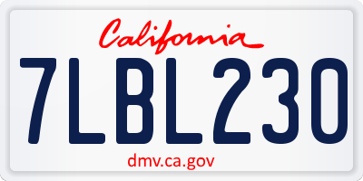 CA license plate 7LBL230
