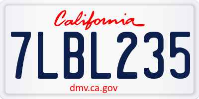 CA license plate 7LBL235