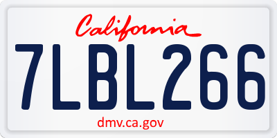CA license plate 7LBL266