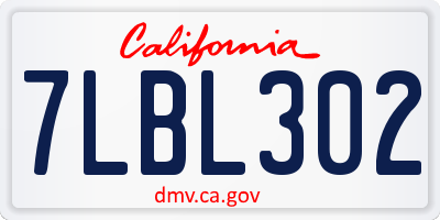 CA license plate 7LBL302