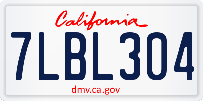 CA license plate 7LBL304
