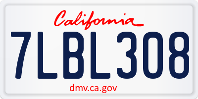 CA license plate 7LBL308