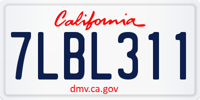 CA license plate 7LBL311