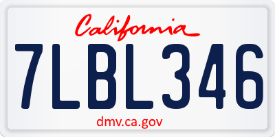 CA license plate 7LBL346
