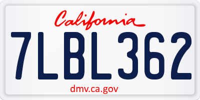 CA license plate 7LBL362
