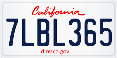 CA license plate 7LBL365