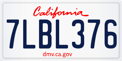 CA license plate 7LBL376