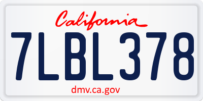 CA license plate 7LBL378