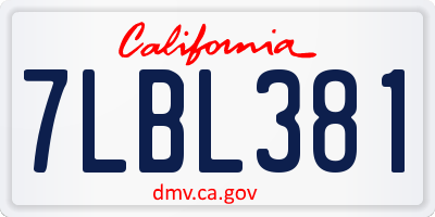 CA license plate 7LBL381