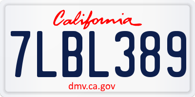 CA license plate 7LBL389