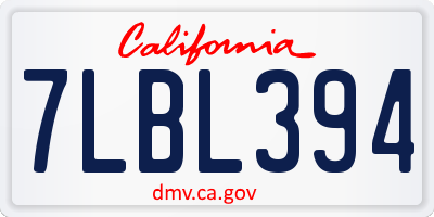 CA license plate 7LBL394