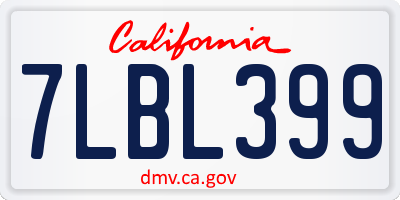 CA license plate 7LBL399