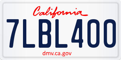 CA license plate 7LBL400