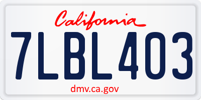 CA license plate 7LBL403