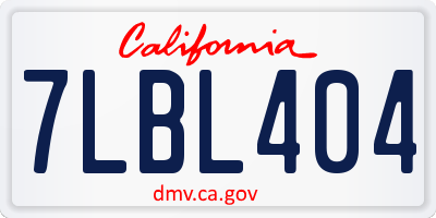 CA license plate 7LBL404