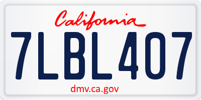 CA license plate 7LBL407