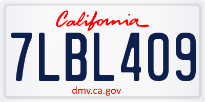 CA license plate 7LBL409