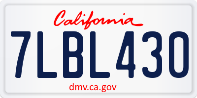 CA license plate 7LBL430