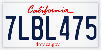 CA license plate 7LBL475