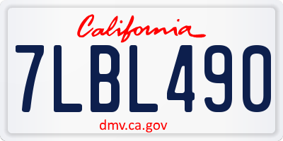 CA license plate 7LBL490
