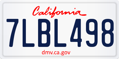 CA license plate 7LBL498
