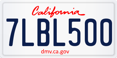 CA license plate 7LBL500