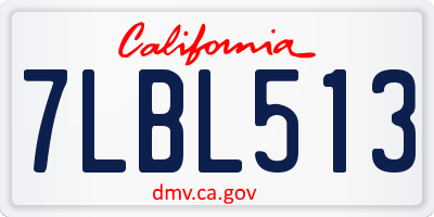 CA license plate 7LBL513