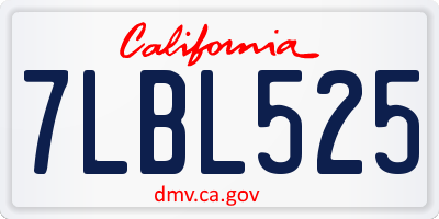 CA license plate 7LBL525