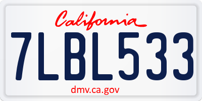 CA license plate 7LBL533