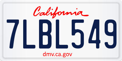 CA license plate 7LBL549