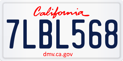 CA license plate 7LBL568