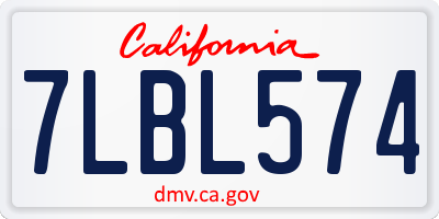 CA license plate 7LBL574