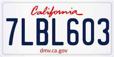 CA license plate 7LBL603