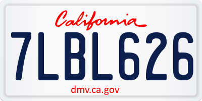 CA license plate 7LBL626