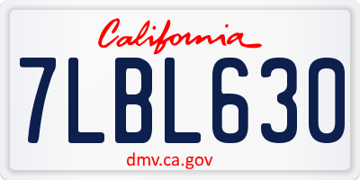 CA license plate 7LBL630