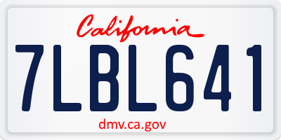 CA license plate 7LBL641