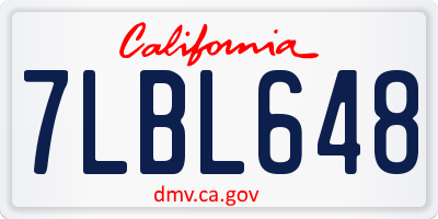 CA license plate 7LBL648
