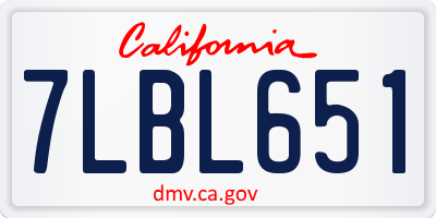 CA license plate 7LBL651