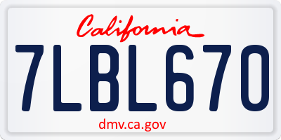 CA license plate 7LBL670