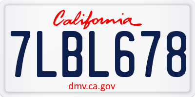 CA license plate 7LBL678
