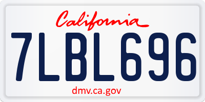 CA license plate 7LBL696