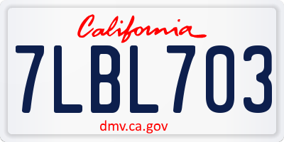 CA license plate 7LBL703