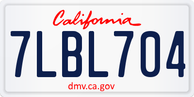 CA license plate 7LBL704