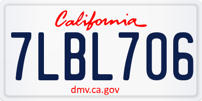 CA license plate 7LBL706