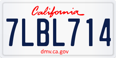 CA license plate 7LBL714