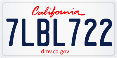 CA license plate 7LBL722