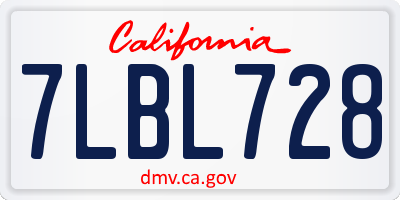 CA license plate 7LBL728