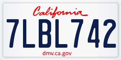 CA license plate 7LBL742